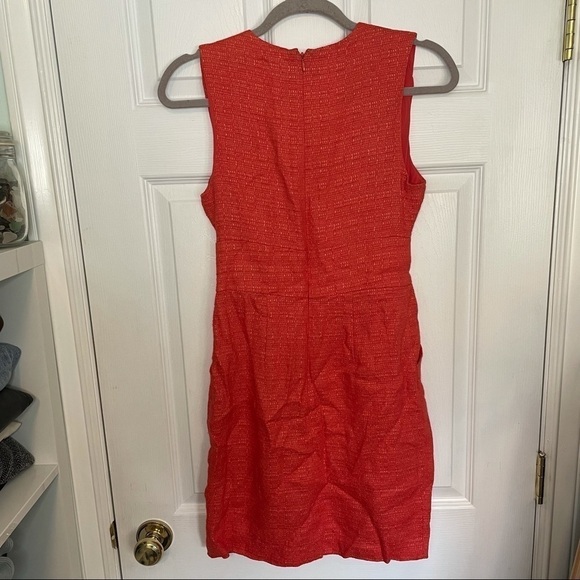 Adam by Adam Lippes Linen Blend Coral V neck Sleevless Mini Dress 2 - Picture 3 of 7